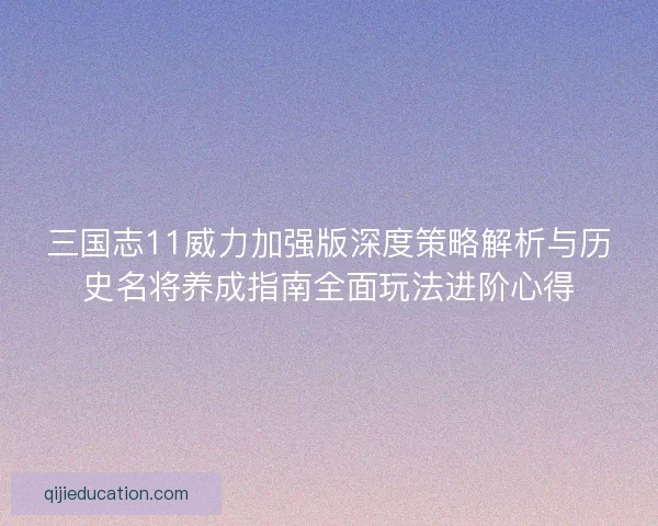 三国志11威力加强版深度策略解析与历史名将养成指南全面玩法进阶心得