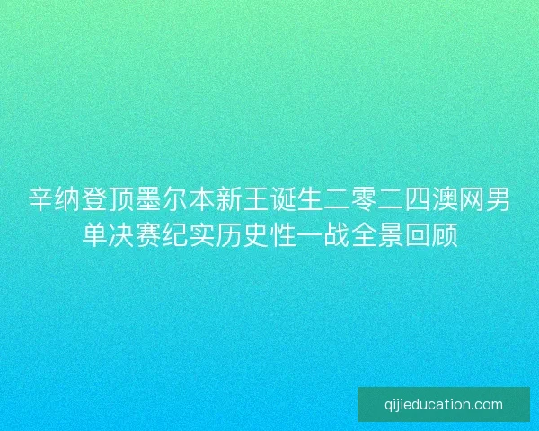 辛纳登顶墨尔本新王诞生二零二四澳网男单决赛纪实历史性一战全景回顾